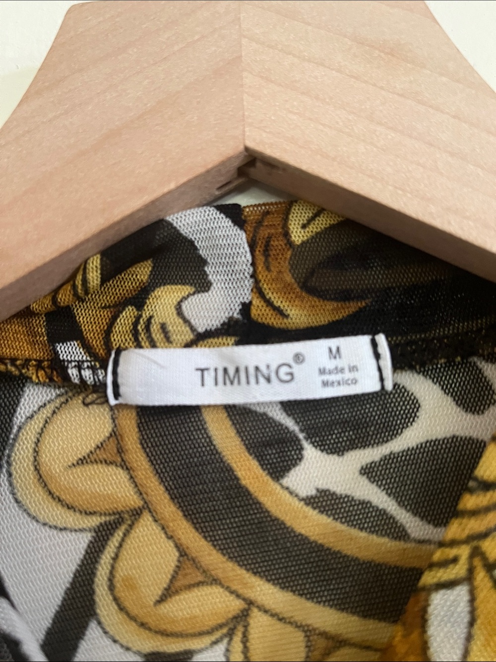 Timing Gold, Black & White Long-Sleeve Baroque Animal Print Crop Top - Picture 3 of 6